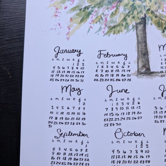 Watercolor Tree 2026 Calendar: Rainbow Shower Art Print Poster - Picture 4 of 6